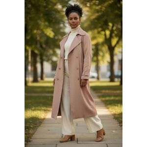 Jessica London Trench Coat Womens 20WT Double-Breasted Camel Classic Old Money